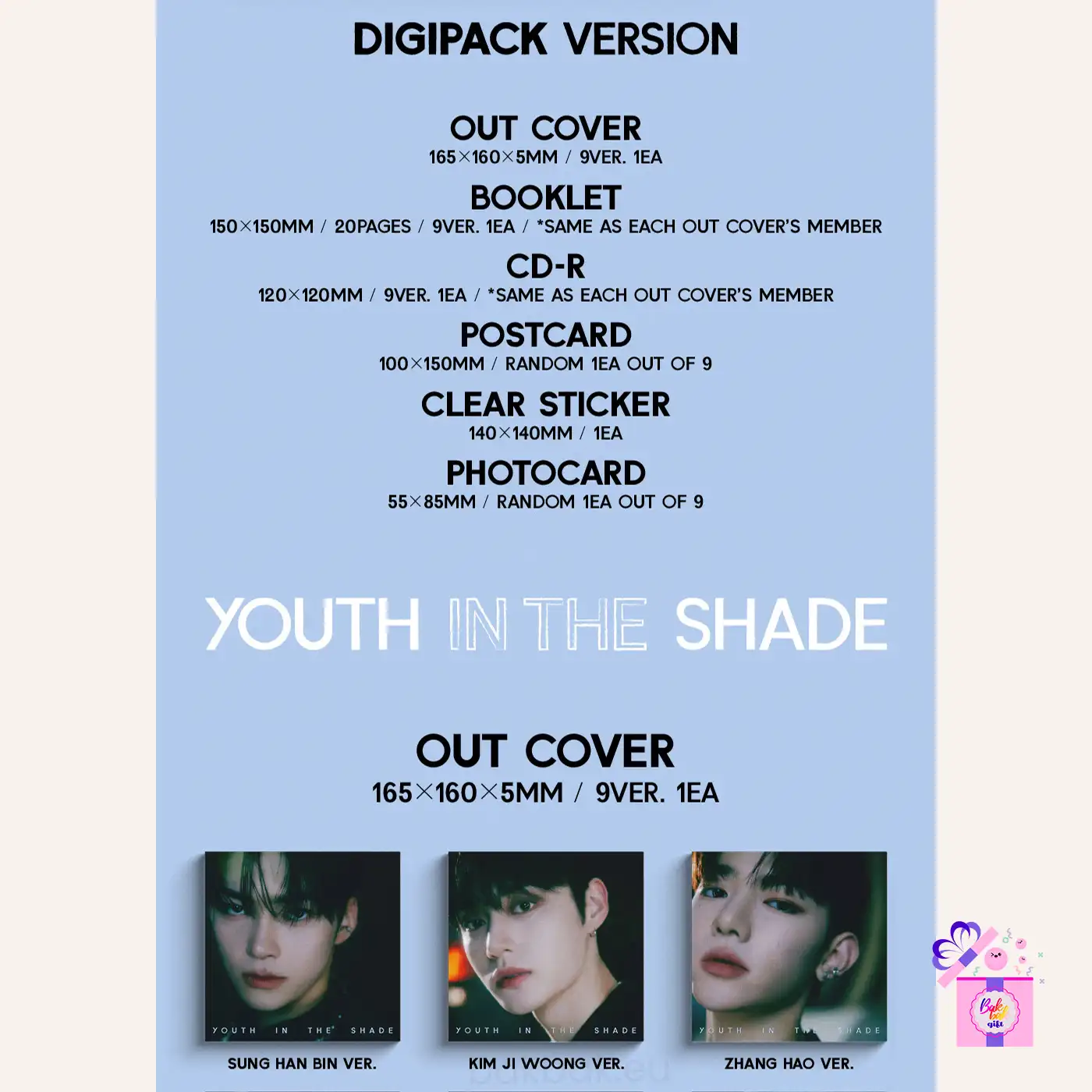 ZB1 – YOUTH IN THE SHADE [Member Digipack Ver.] – Bak Bak K-Pop Store