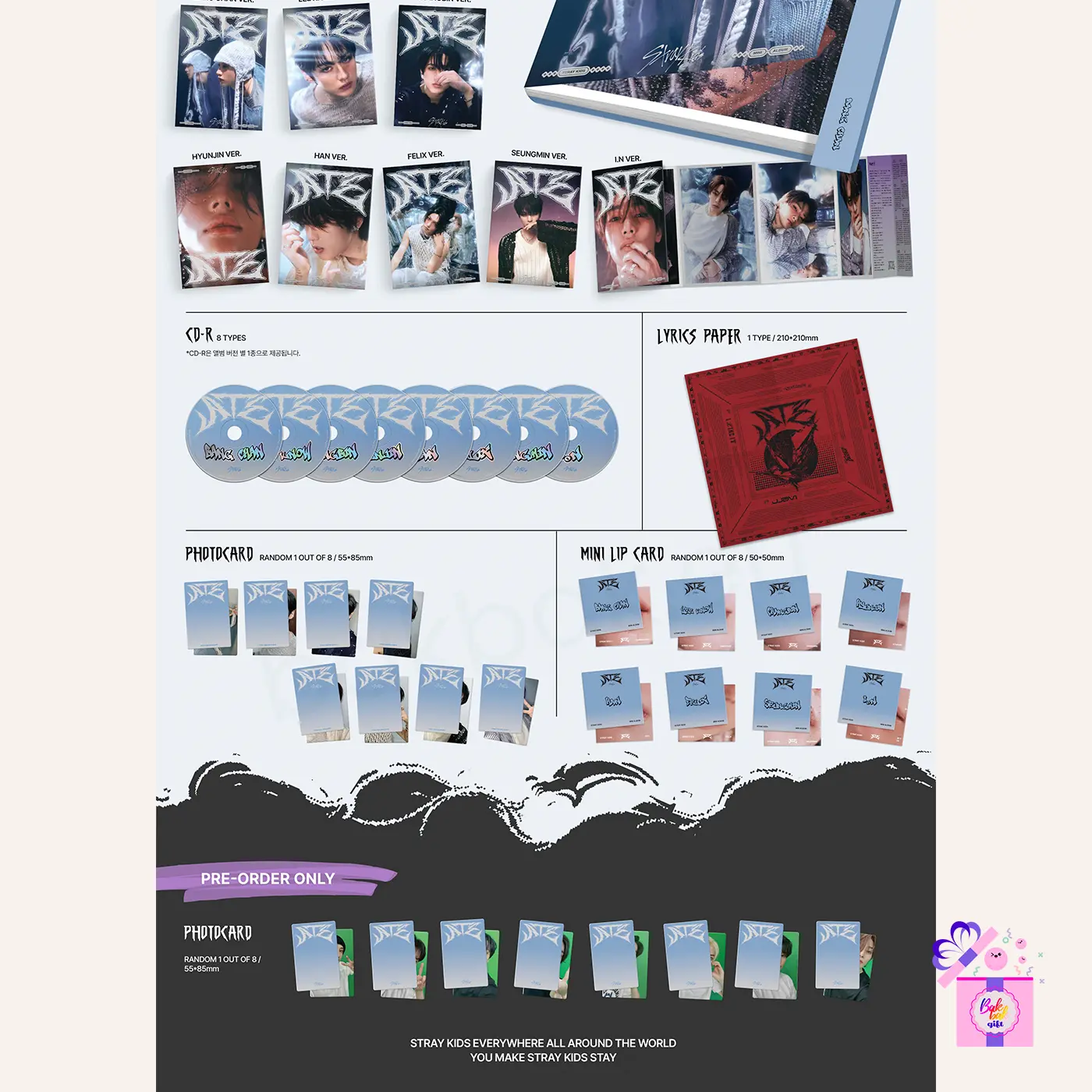 Kpop Merchandise STRAY KIDS - 9th Mini Album ATE Accordion Version CD + Pre-Order Gift (Seungmin Ver.) Kpop Album Pre-order